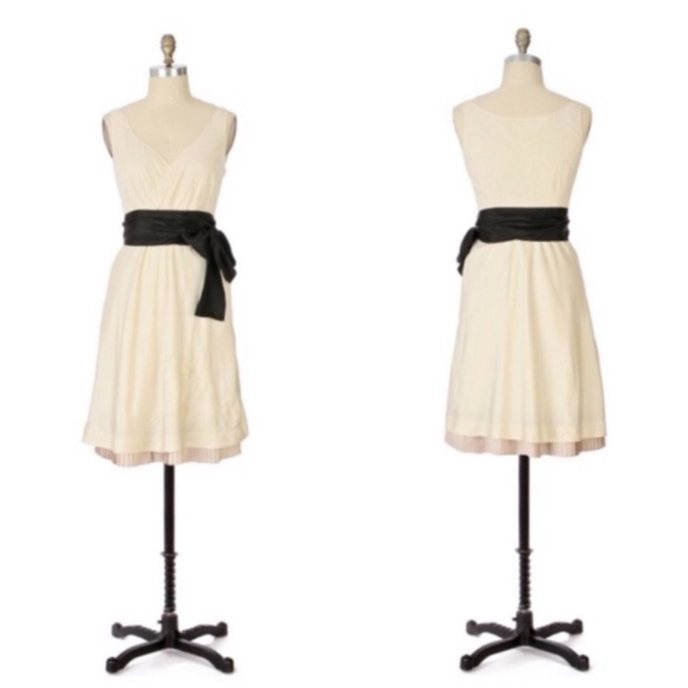 Anthropologie Viola Cotton / Silk Black Sash Dress